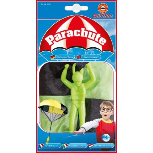 Dragebutikken Günther faldskærm med grøn figur og sort-gul skærm i original emballage til udendørs leg